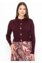 Burgundy Gold-Button Ribbed Cardigan