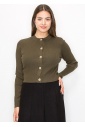 Olive Green Ribbed Knit Cardigan