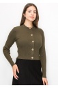 Olive Green Ribbed Knit Cardigan