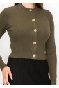 Olive Green Ribbed Knit Cardigan