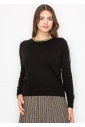 Black Sweater with Olive Stripe Detail