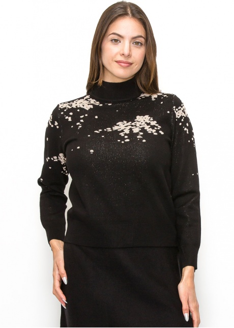 Black Sweater with Artistic Cream Accents