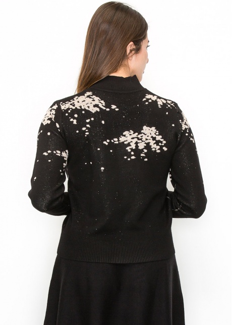 Black Sweater with Artistic Cream Accents