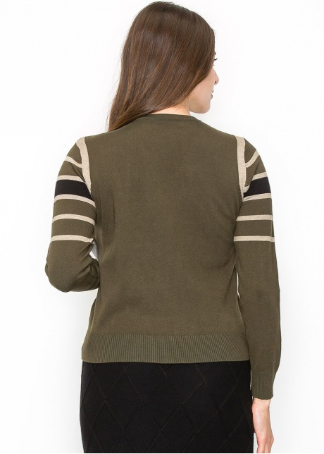 Olive Striped Sleeve Sweater