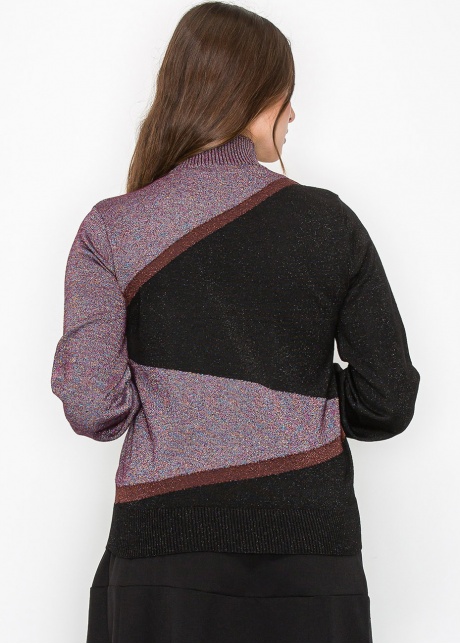 Geometric Colorblock Turtleneck Sweater