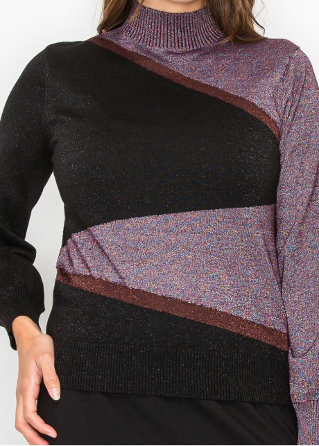 Geometric Colorblock Turtleneck Sweater