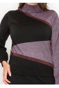 Geometric Colorblock Turtleneck Sweater