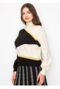 Black & Cream Blocked Knit Top