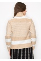 Beige Striped Turtleneck Sweater