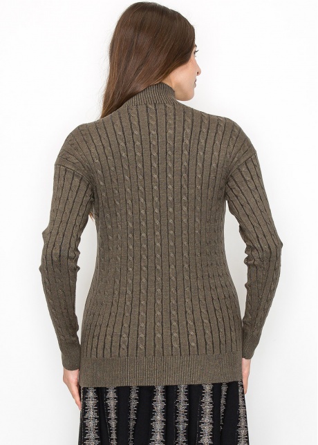 Olive High Neck Cable Sweater