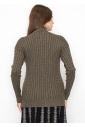 Olive High Neck Cable Sweater