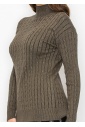 Olive High Neck Cable Sweater