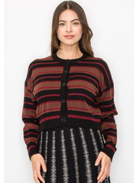 One A Burgundy Stripe Buckle online Cardigan