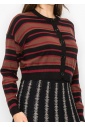 Striped Burgundy & Black Cropped Cardigan