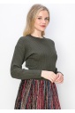 Olive Green Cable-Knit Sweater