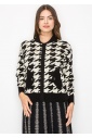 Classic Houndstooth Knit Cardigan