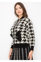 Classic Houndstooth Knit Cardigan