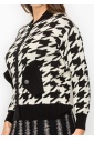 Classic Houndstooth Knit Cardigan