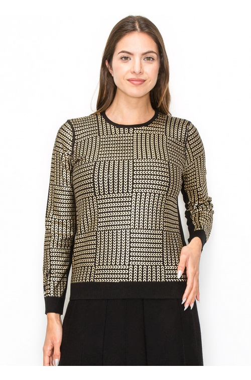 Golden Geo Knit Pullover