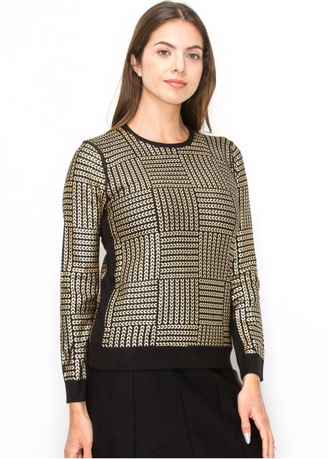 Golden Geo Knit Pullover