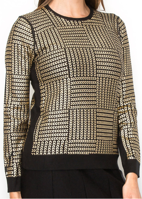 Golden Geo Knit Pullover