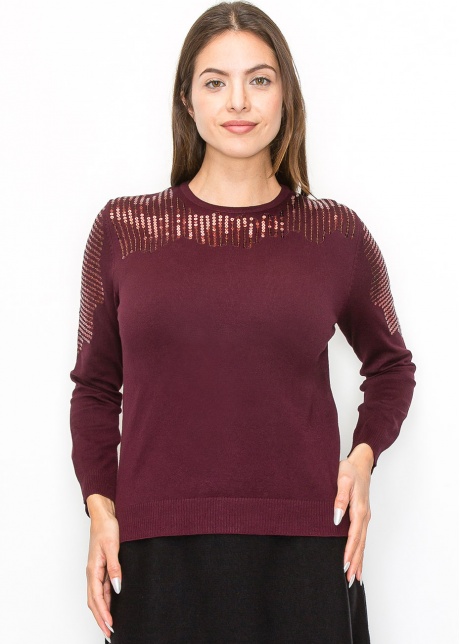 Elegant Burgundy Sequin Sweater