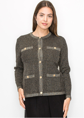 Elegant Gold Cardigan with Front Pockets