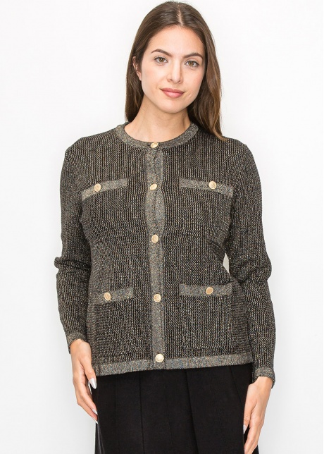Elegant Gold Cardigan with Front Pockets