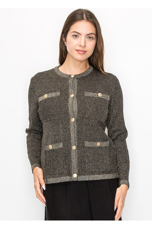 Elegant Gold Cardigan with Front Pockets