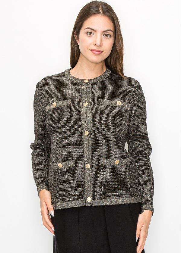 Elegant Gold Cardigan with Front Pockets