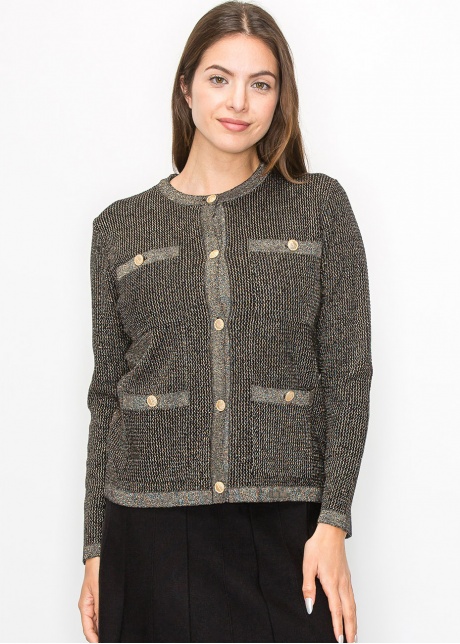 Elegant Gold Cardigan with Front Pockets