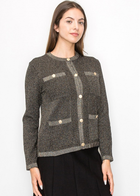 Elegant Gold Cardigan with Front Pockets
