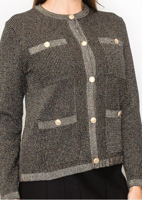 Elegant Gold Cardigan with Front Pockets