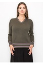 Casual Olive V-Neck Sweater