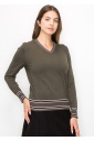 Casual Olive V-Neck Sweater