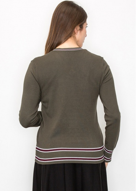 Casual Olive V-Neck Sweater