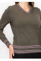 Casual Olive V-Neck Sweater