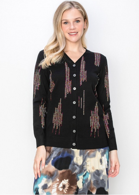 Vibrant Accent Button-Up Cardigan