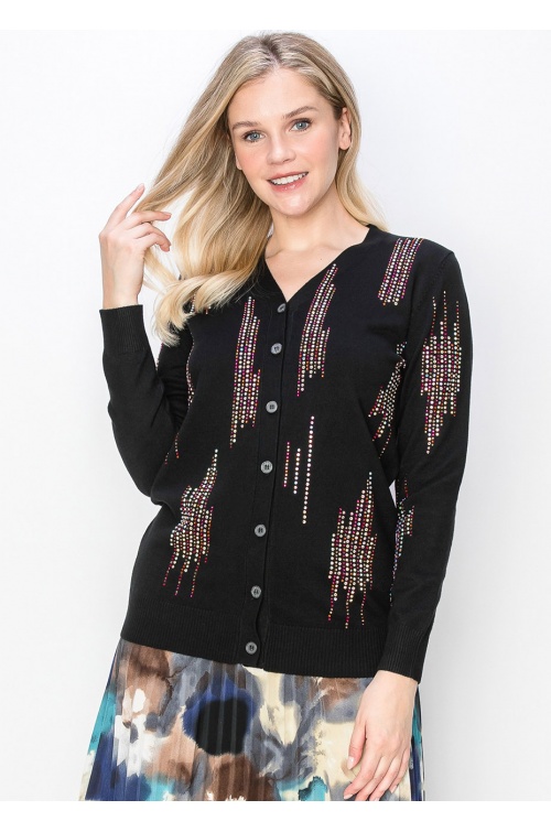 Vibrant Accent Button-Up Cardigan