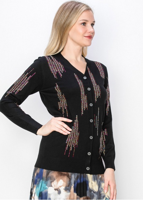 Vibrant Accent Button-Up Cardigan