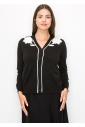 Black and White Floral Embroidered Cardigan