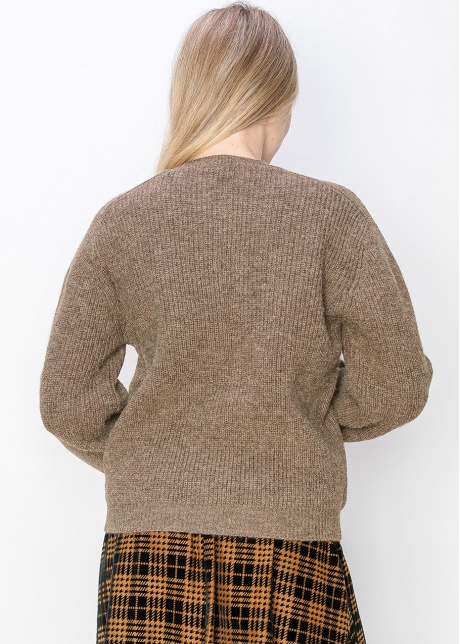 Ribbed Knit Taupe Cardigan