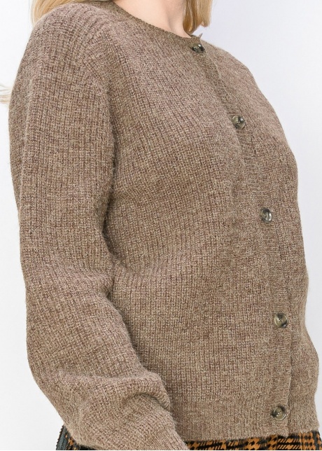 Ribbed Knit Taupe Cardigan
