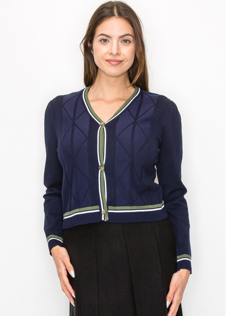 Classic Navy Cable-Knit Cardigan