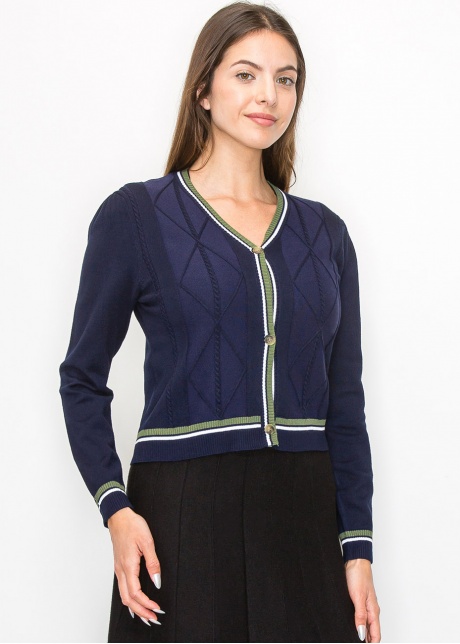 Classic Navy Cable-Knit Cardigan