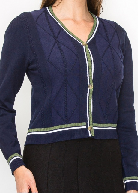 Classic Navy Cable-Knit Cardigan