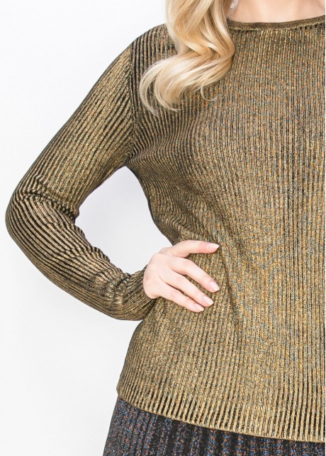 Shimmering Gold Ribbed Sweater