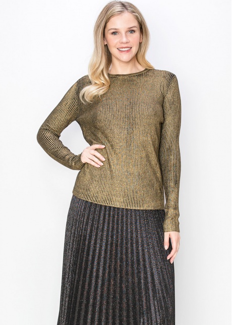 Shimmering Gold Ribbed Sweater
