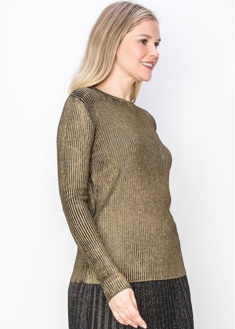 Shimmering Gold Ribbed Sweater