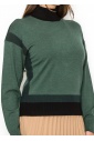 Two-Tone Turtleneck Pullover